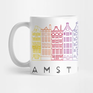 Facades of old canal houses from Amsterdam City rainbow color illustration Mug